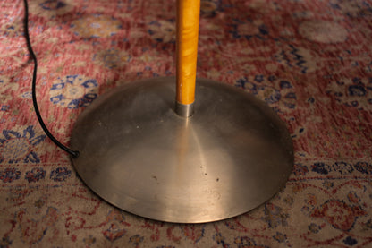 Mid-Century Brushed Steel and Beech Wood Lamp