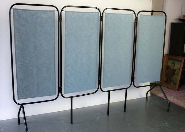 Vintage Steel Frame Privacy Screens with Four Panels