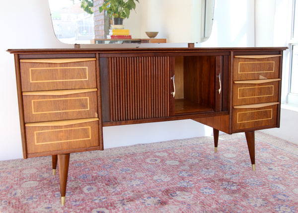 Mid-century Dressing Table with Tambour Doors