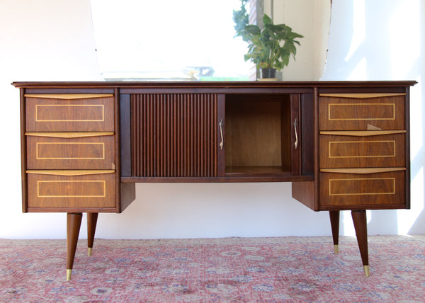 Mid-century Dressing Table with Tambour Doors