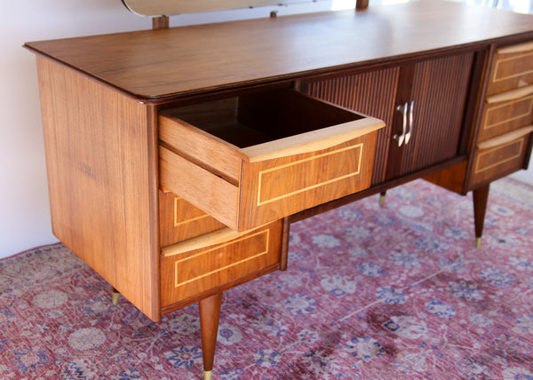 Mid-century Dressing Table with Tambour Doors