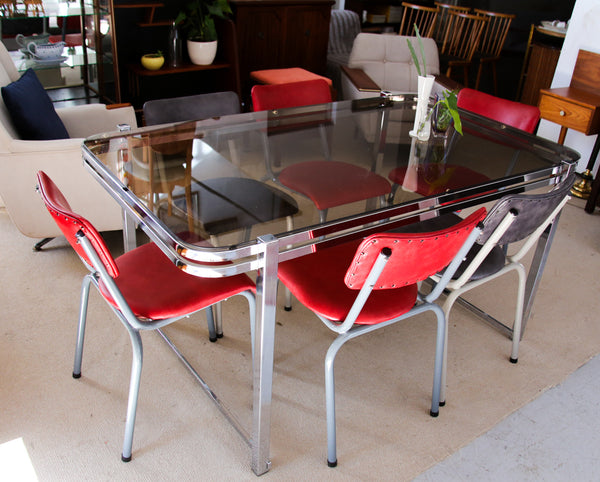 1970's Chrome and Glass Dining Table