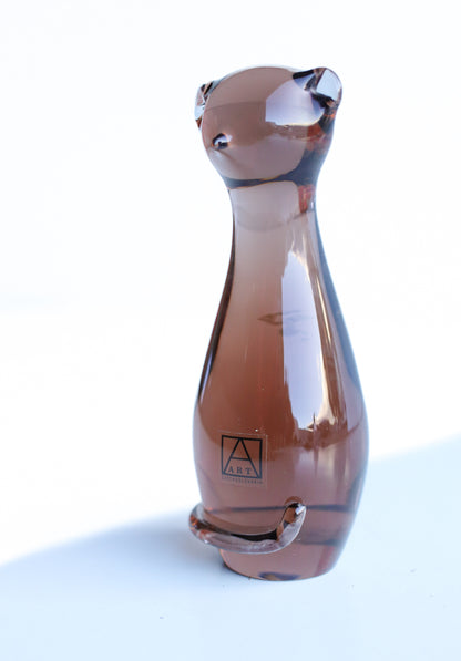 Collectible 1960s Glass Paperweight Cat