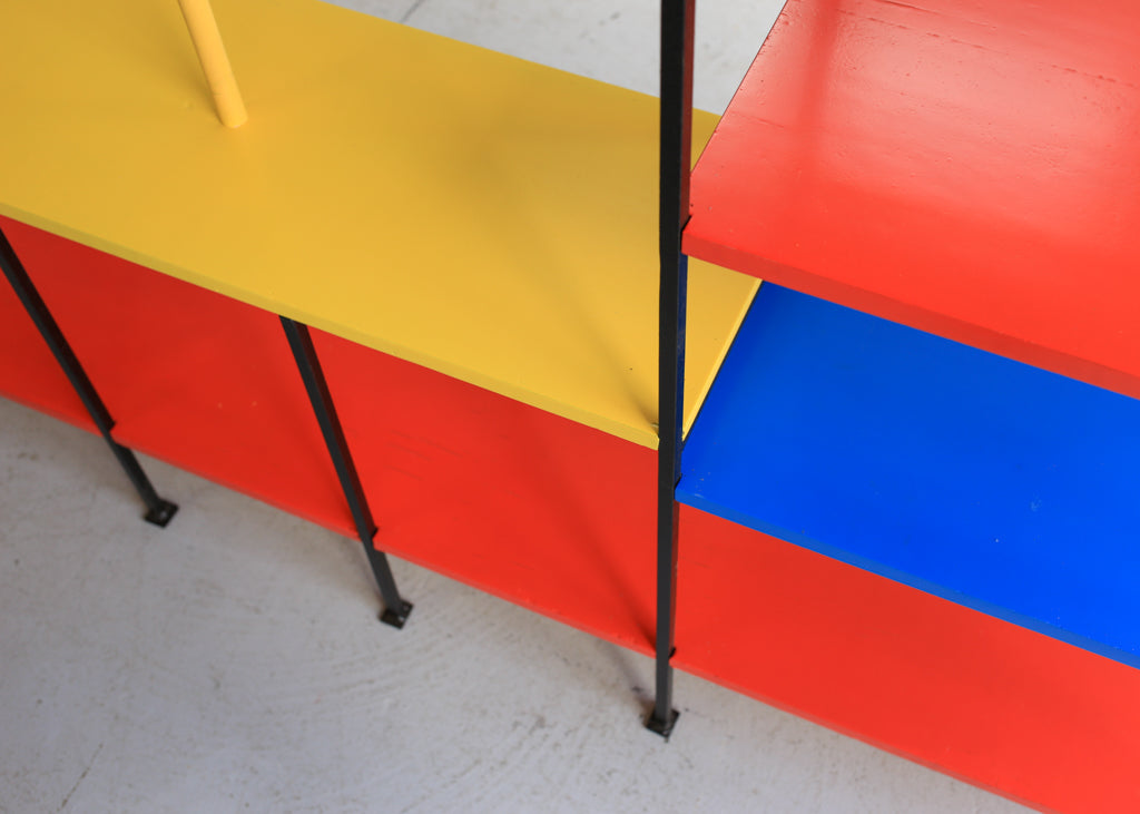 Large Vintage Modern Steel Ladder Frame and Wood Shelf