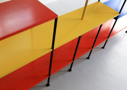 Large Vintage Modern Steel Ladder Frame and Wood Shelf