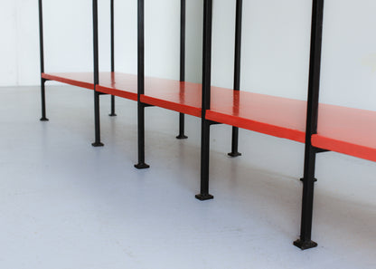 Large Vintage Modern Steel Ladder Frame and Wood Shelf