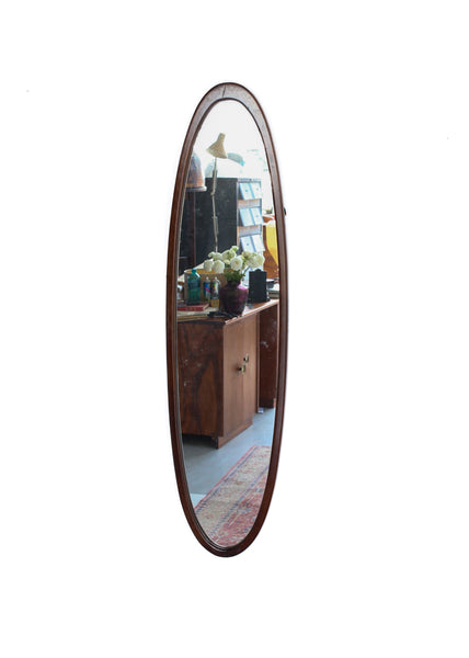 Vintage Full Length Oval Mirror in a Wooden Frame