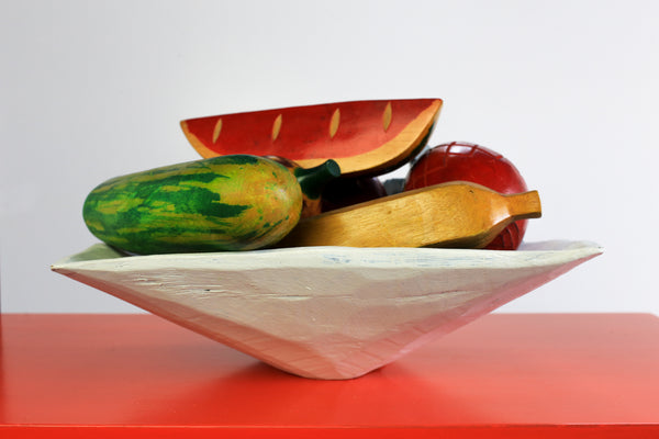 Wood Carved Bowl with Fruit and Veg