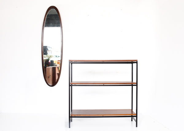 Vintage Full Length Oval Mirror in a Wooden Frame