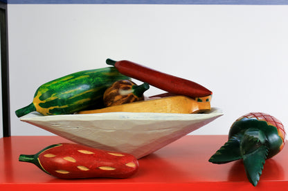 Wood Carved Bowl with Fruit and Veg
