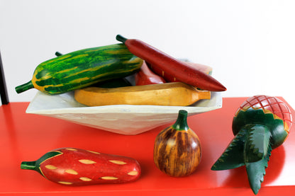 Wood Carved Bowl with Fruit and Veg