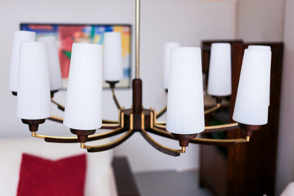 Mid-century 10 Light Chandelier