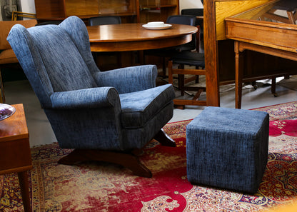 Vintage Wingback Rocker with Ottoman