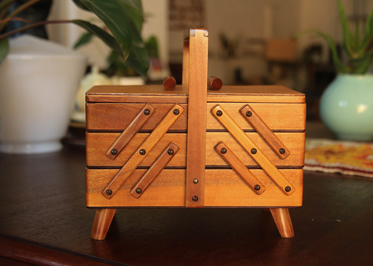 Vintage Accordion Sewing Box