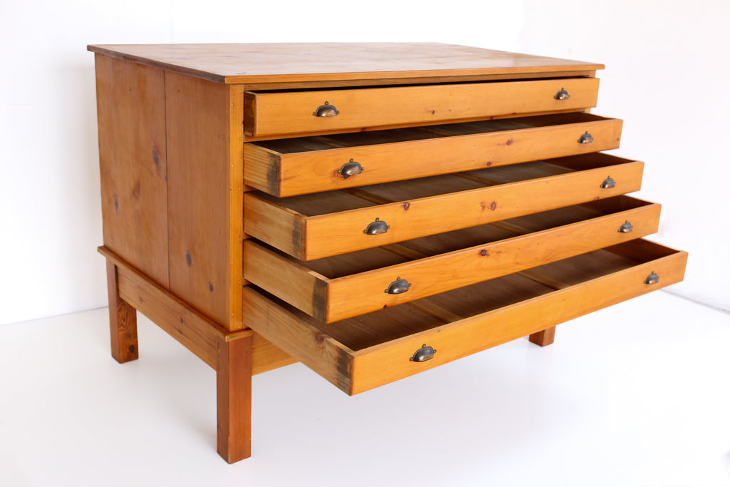 Vintage Oregon Architects Plan Chest of Drawers