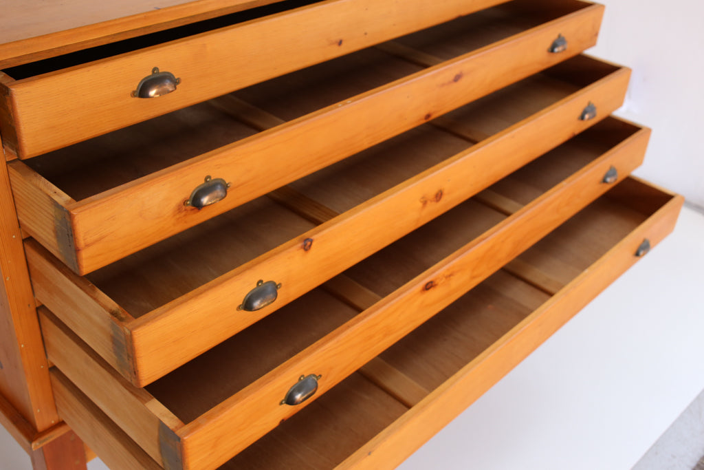 Vintage Oregon Architects Plan Chest of Drawers
