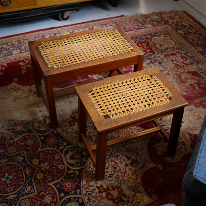 Pair of Antique Wicker Top Bankies