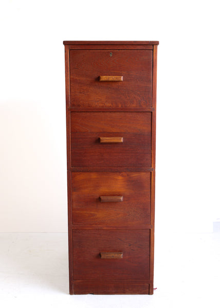 Vintage Dark Oak Filing Cabinet