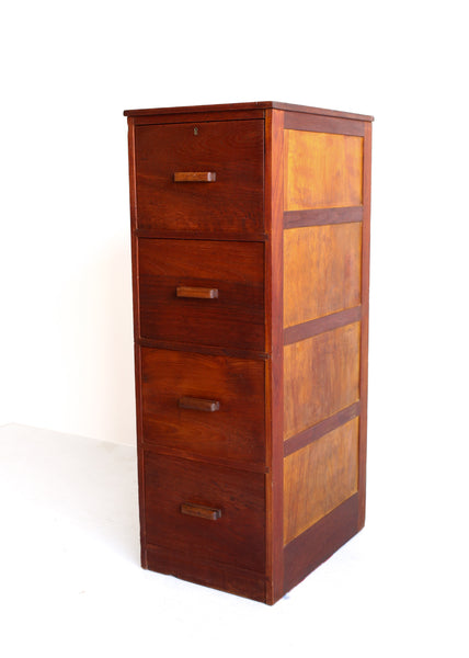 Vintage Dark Oak Filing Cabinet