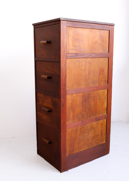 Vintage Dark Oak Filing Cabinet