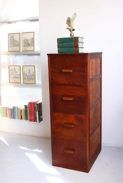 Vintage Dark Oak Filing Cabinet