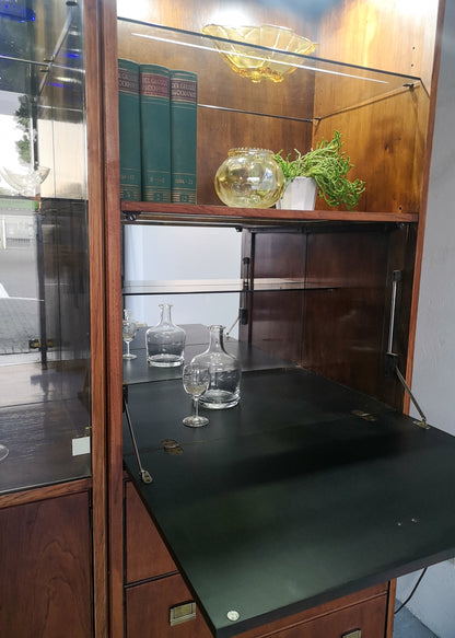Three Piece Drexel Heritage Furnishings Illuminated Cabinet - 1970's