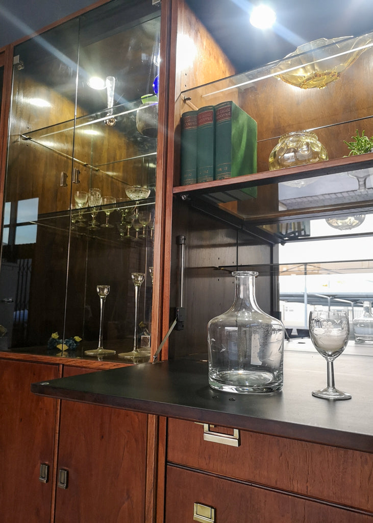 Three Piece Drexel Heritage Furnishings Illuminated Cabinet - 1970's