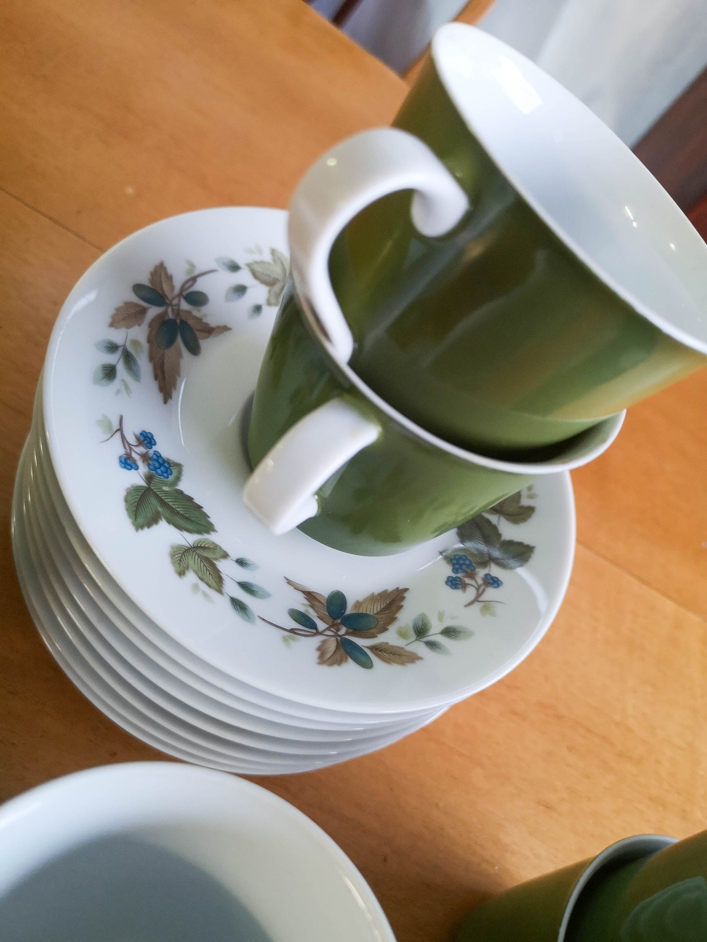 Set of Eight 1960's Noritake Tea Cups and Saucers