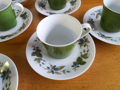Set of Eight 1960's Noritake Tea Cups and Saucers