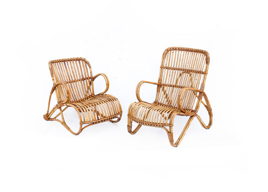 Two Vintage Cane Armchairs - priced per piece