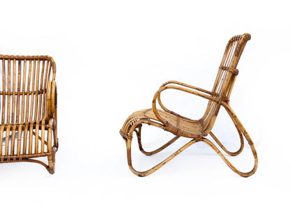 Two Vintage Cane Armchairs - priced per piece