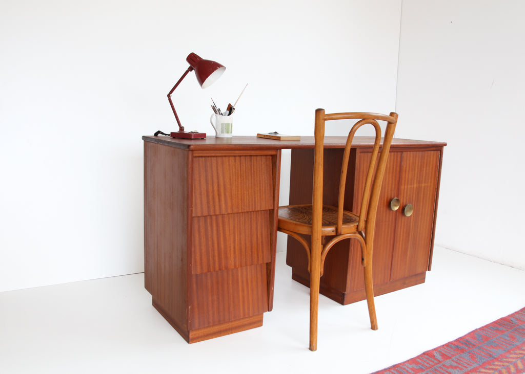 Narrow Desk With Drawers and Cabinet