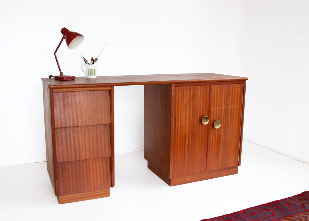 Narrow Desk With Drawers and Cabinet