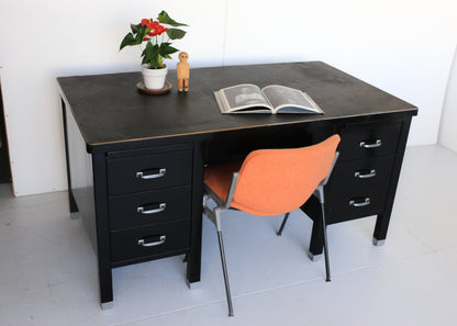 1940's American Tanker Desk with a New Leather Top
