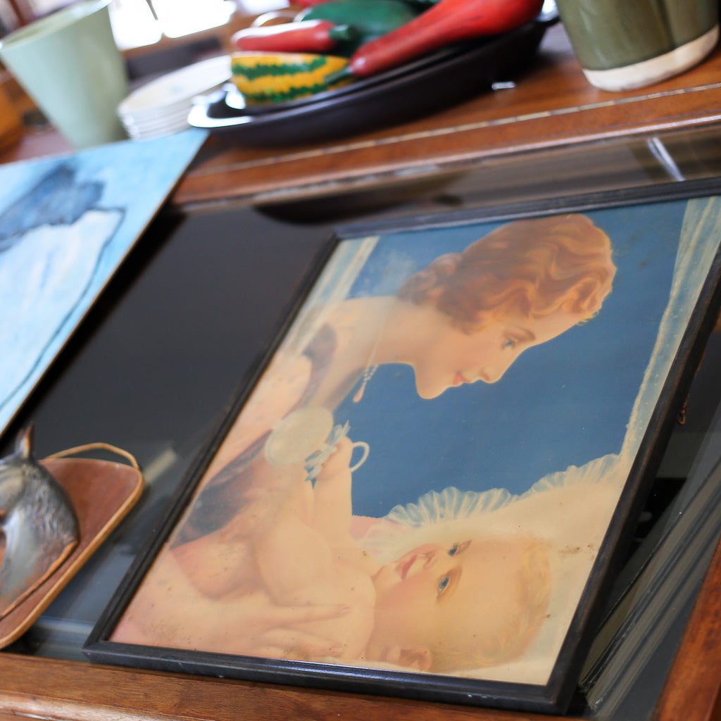 Vintage Framed Mabel Rollins Harris Litho Print