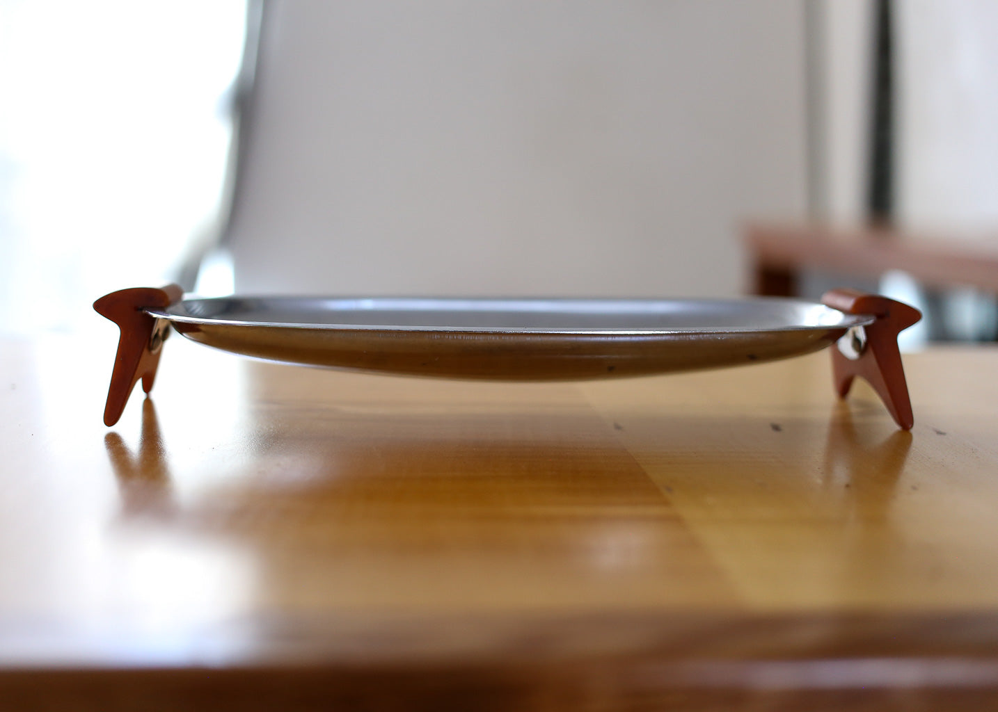 Mid-century Stainless Steel Tray with Bakelite Handles