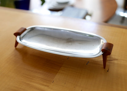 Mid-century Stainless Steel Tray with Bakelite Handles