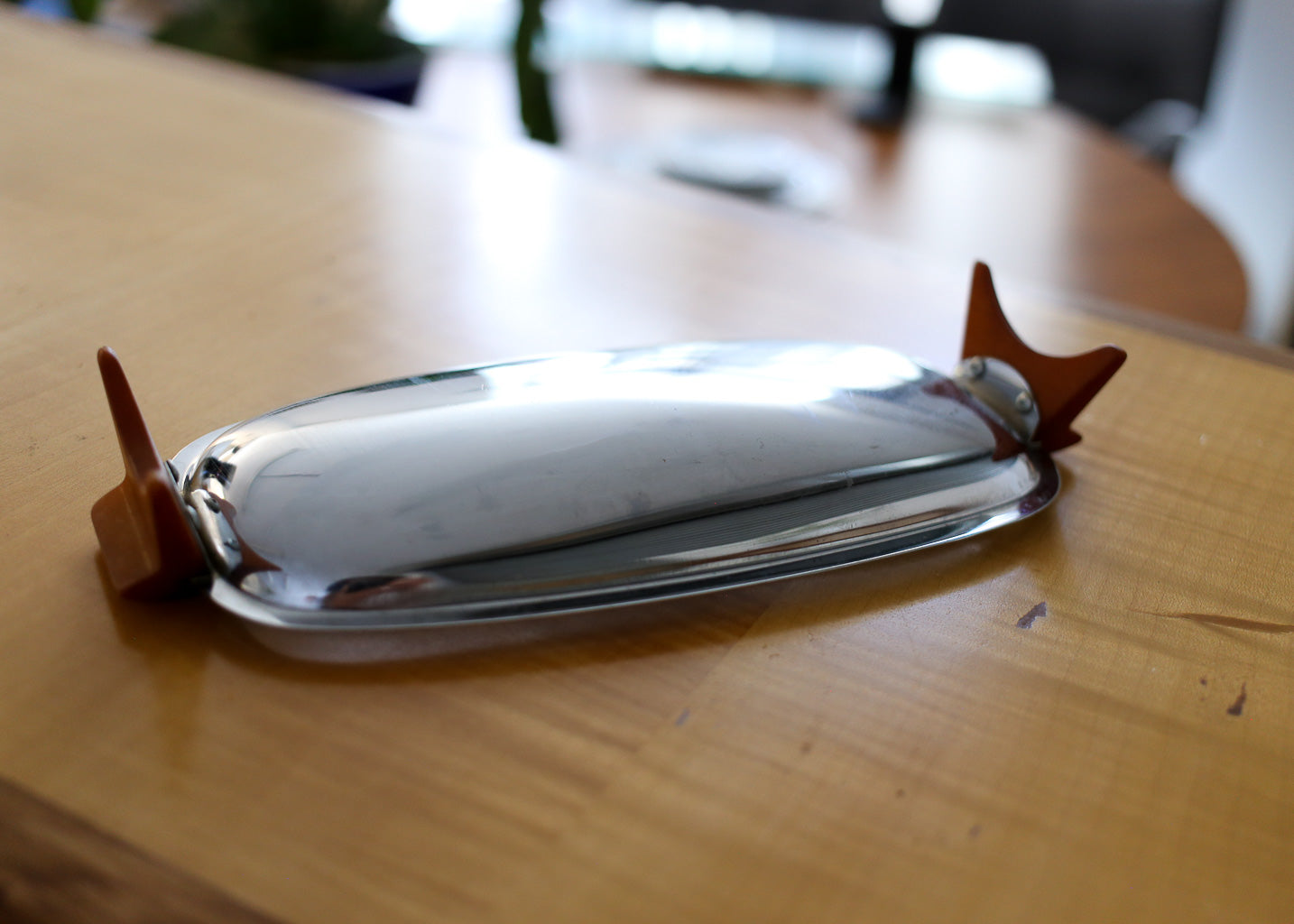Mid-century Stainless Steel Tray with Bakelite Handles