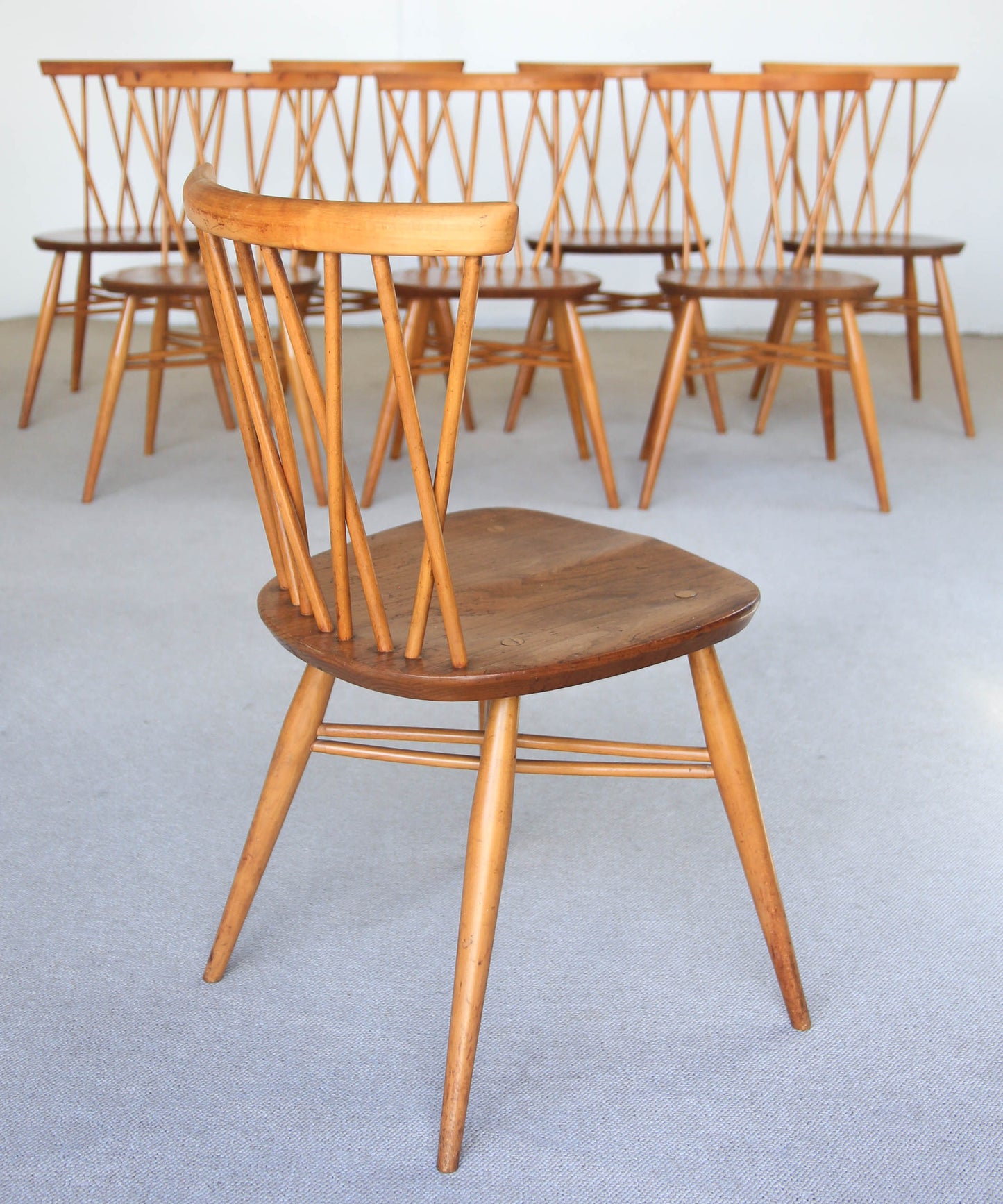 A Set of Four Vintage Shalstone Dining Chairs by Lucian Ercolani for Ercol (Two Sets Available)