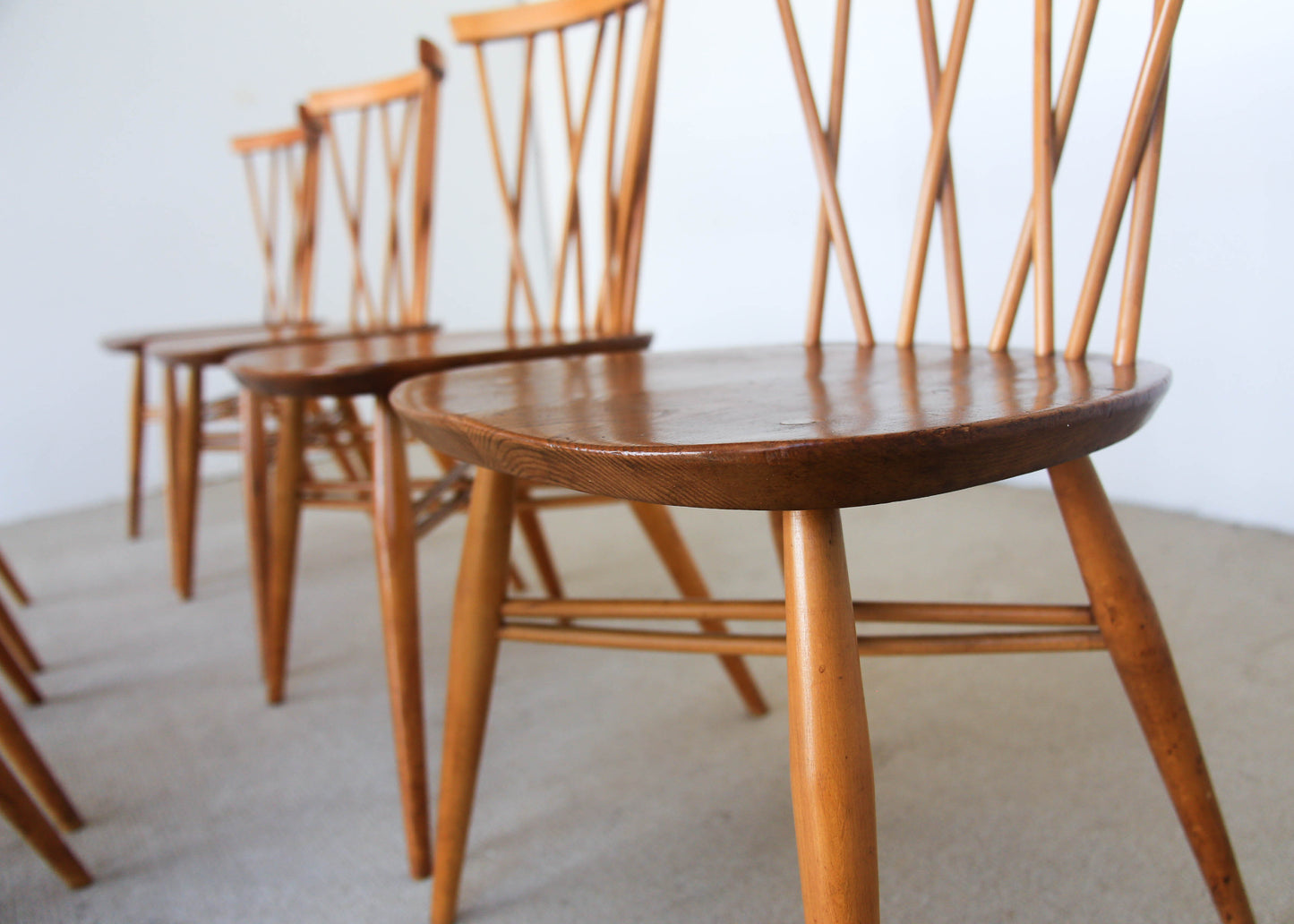 A Set of Four Vintage Shalstone Dining Chairs by Lucian Ercolani for Ercol (Two Sets Available)