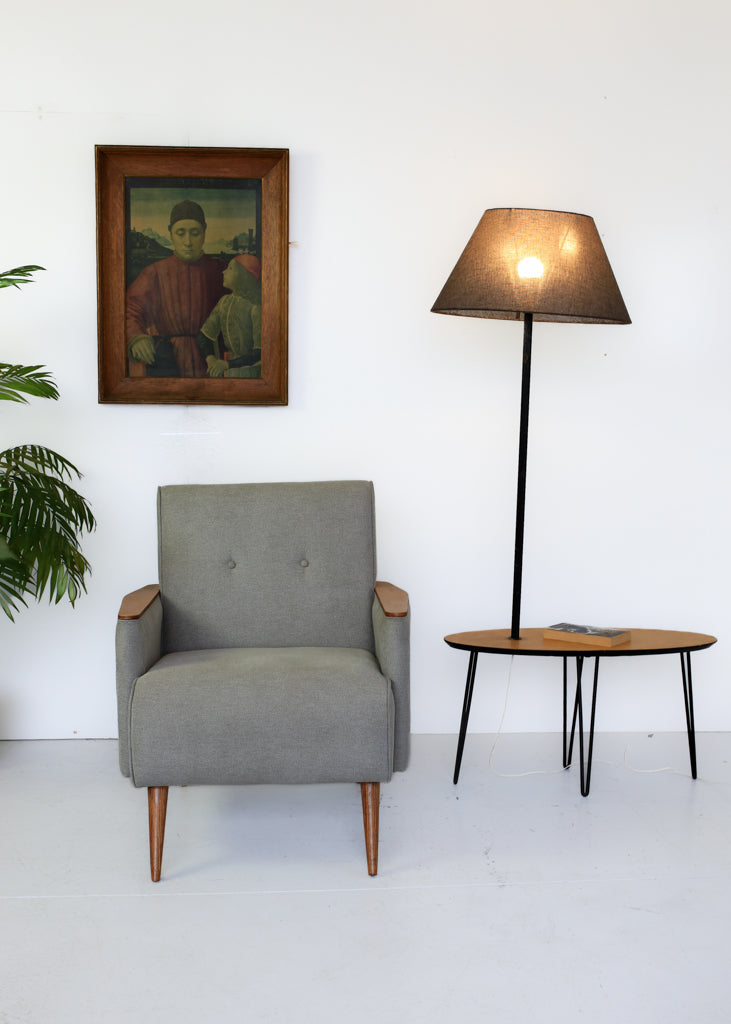 Atomic Style Side Table with Tall Lamp