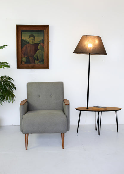 Atomic Style Side Table with Tall Lamp