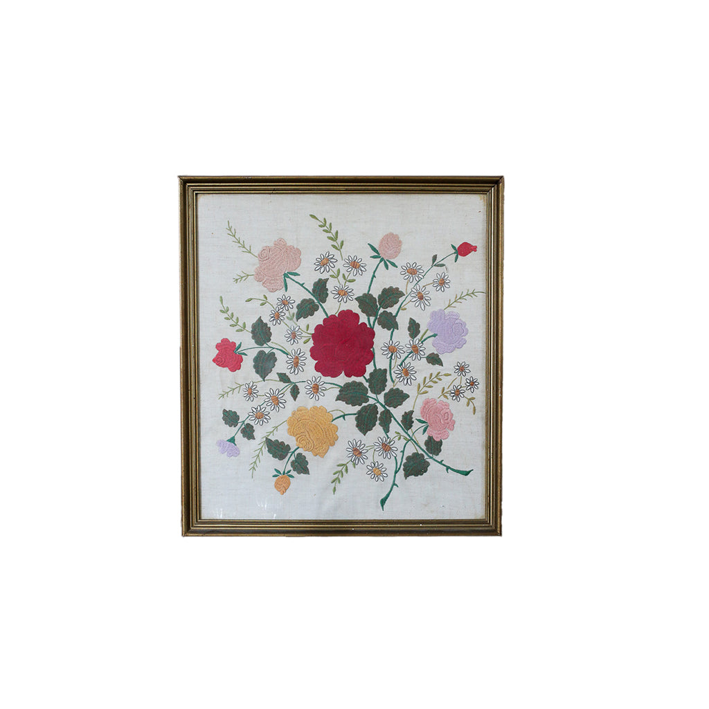 Vintage Needlepoint Floral Artwork