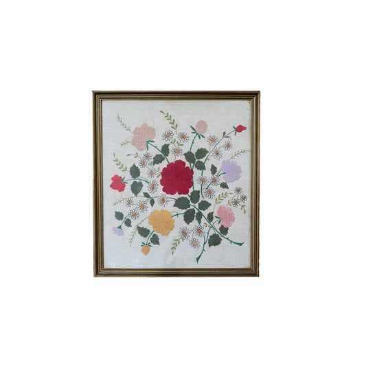 Vintage Needlepoint Floral Artwork