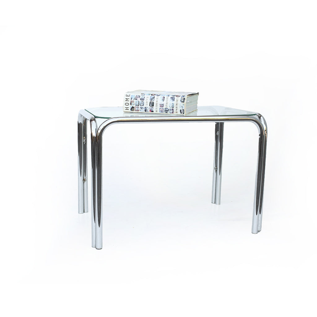 70s Chrome and Glass Side Table