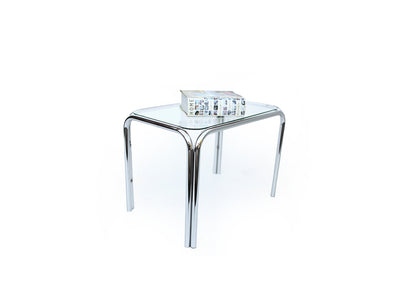 70s Chrome and Glass Side Table