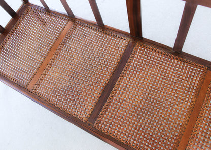 Antique Arts and Crafts Stinkwood Bench with Wicker Seat