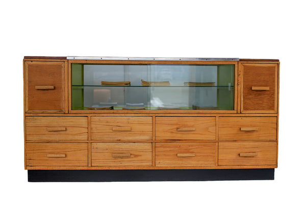 Solid Oak and Kiaat Haberdashery Counter