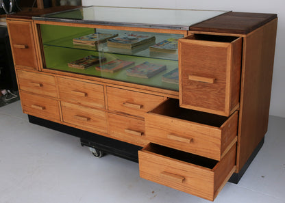 Solid Oak and Kiaat Haberdashery Counter