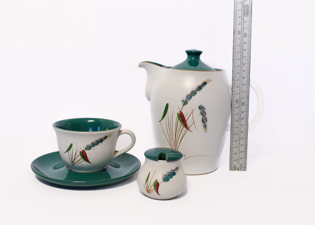 12 Piece Denby Greenwheat Tea Set